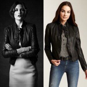 Muubaa 100% Lamb Leather Jacket Black Biker Moto Naiden‎ Size 2 Style M0275 Coat